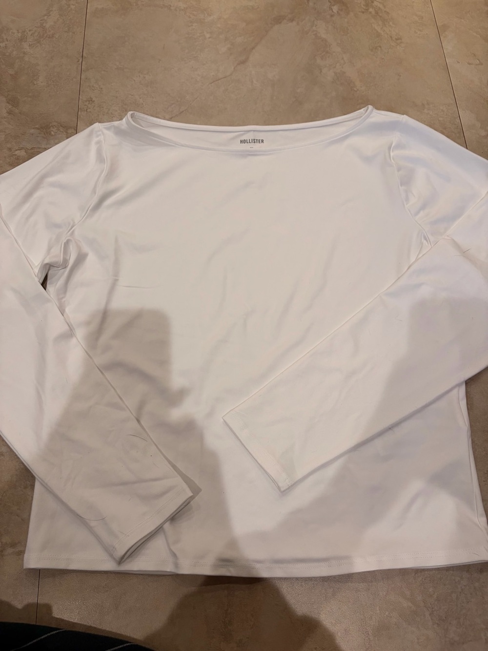 Hollister White Boatneck Long Sleeve Top
